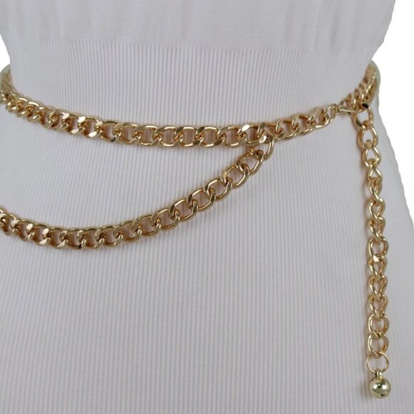 Women Gold Metal Chain Link Fashion Streetwear Belt Side Strand Plus Size XL XXL main image 10